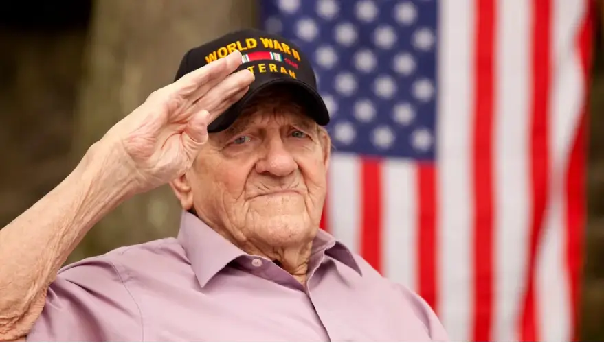 World War II Veteran, saluting